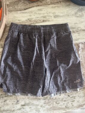 bcg Heathered Dark Gray Athletic Shorts with Built-In Liner